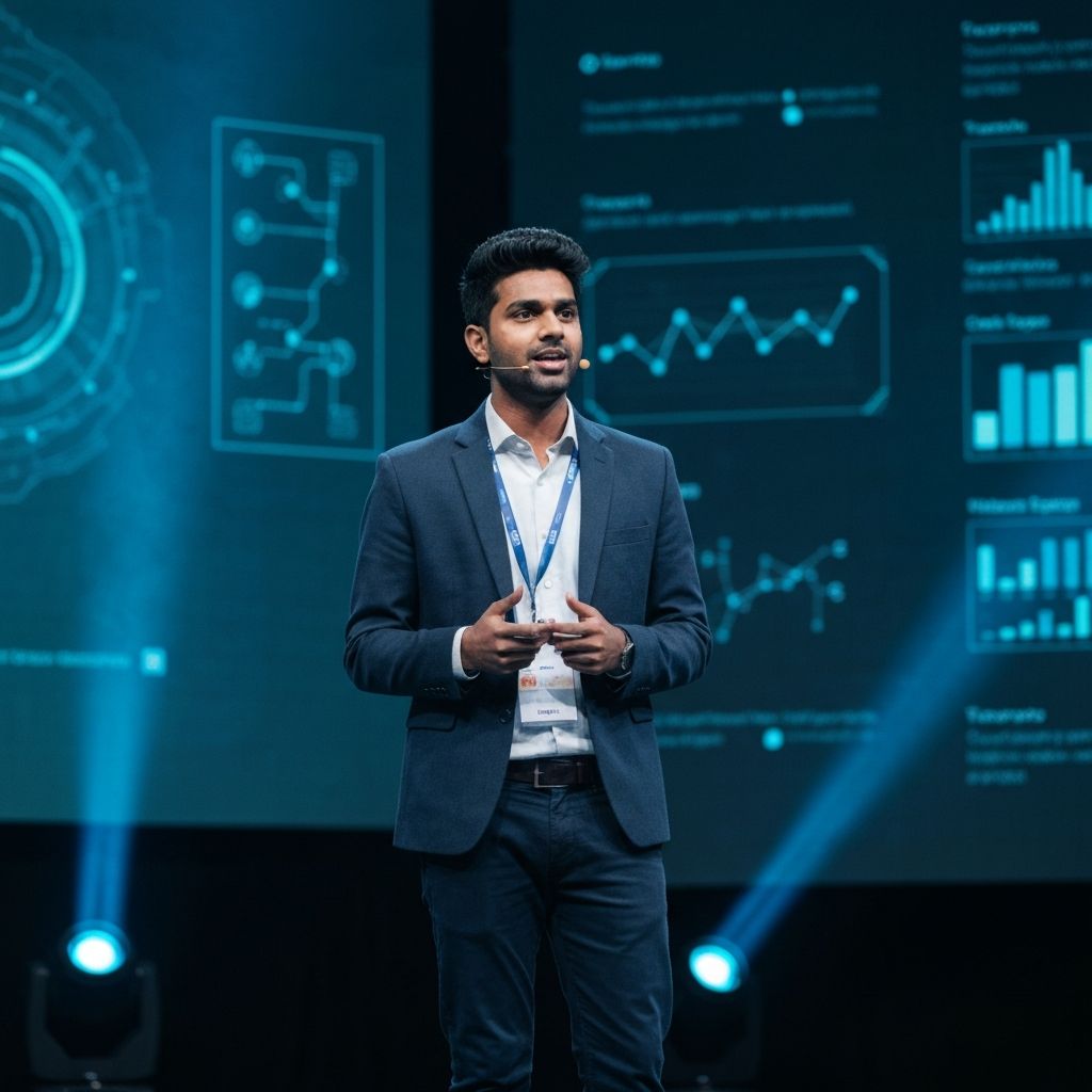 Udit Gour presenting Quantavex work